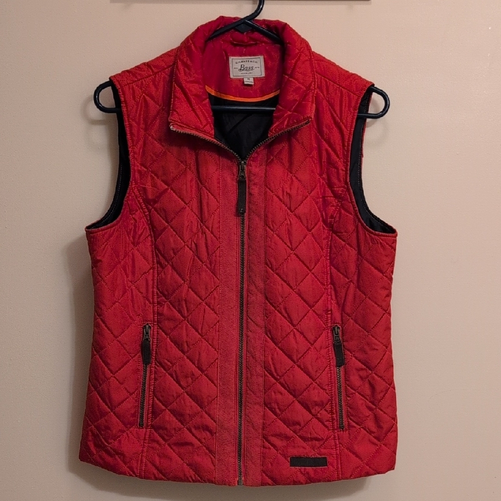GH Bass Orange And Navy Quilted Vest - Picture 1 of 8